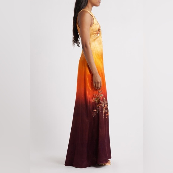 Sani Beaded Satin Gown Dusky Ember - Picture 2 of 8